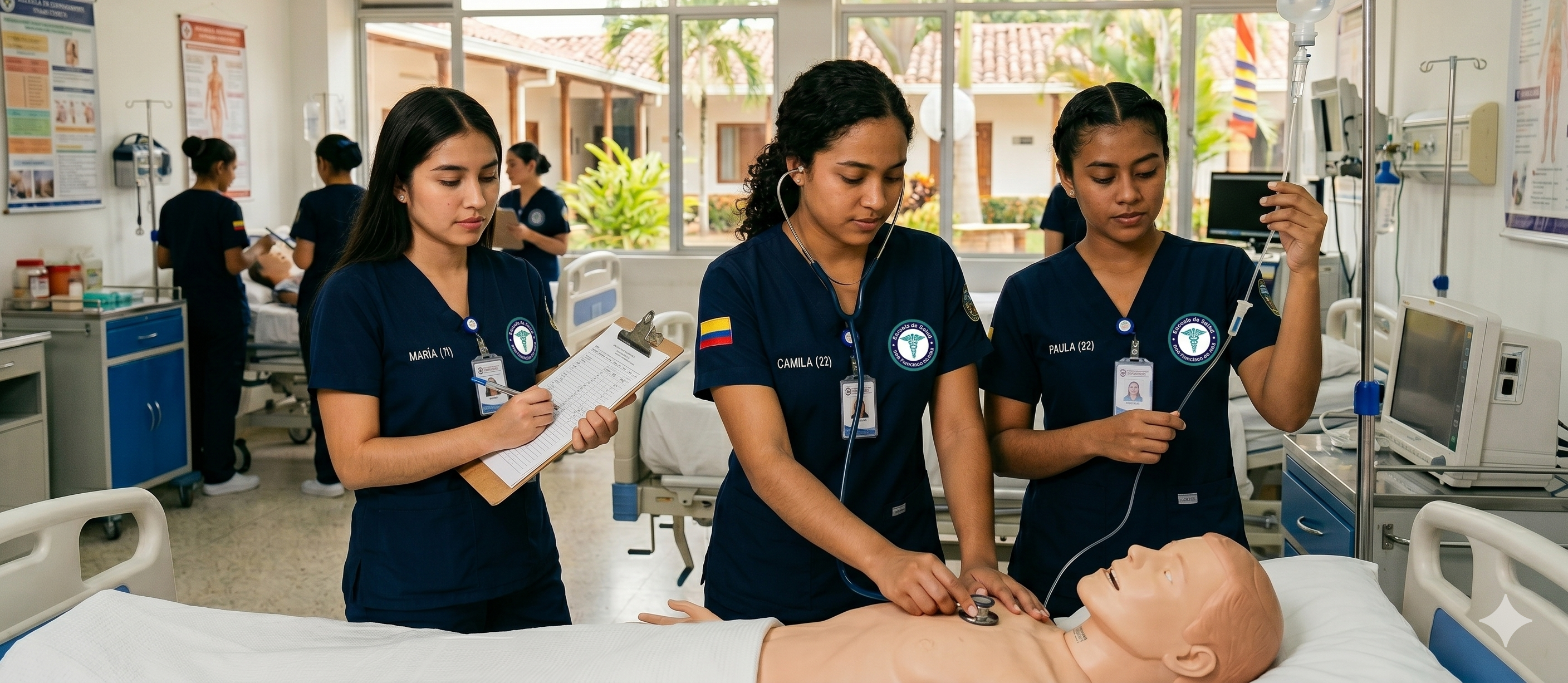 Escuela de Salud San Francisco de Asís en Neiva - Estudiantes de enfermería en aulas modernas